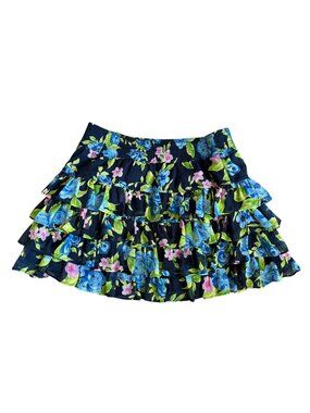 Abercrombie and Fitch Tiered Ruffle Mini Skirt Y2K Blue Large